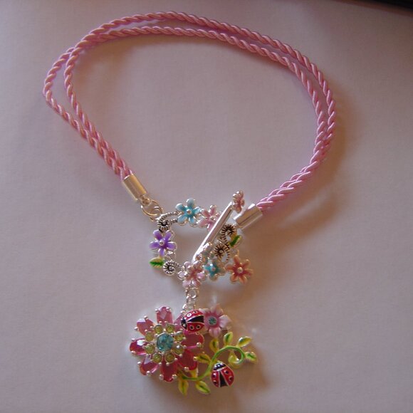 Jewelry - Floral & Ladybug Pink Bracelet NWT